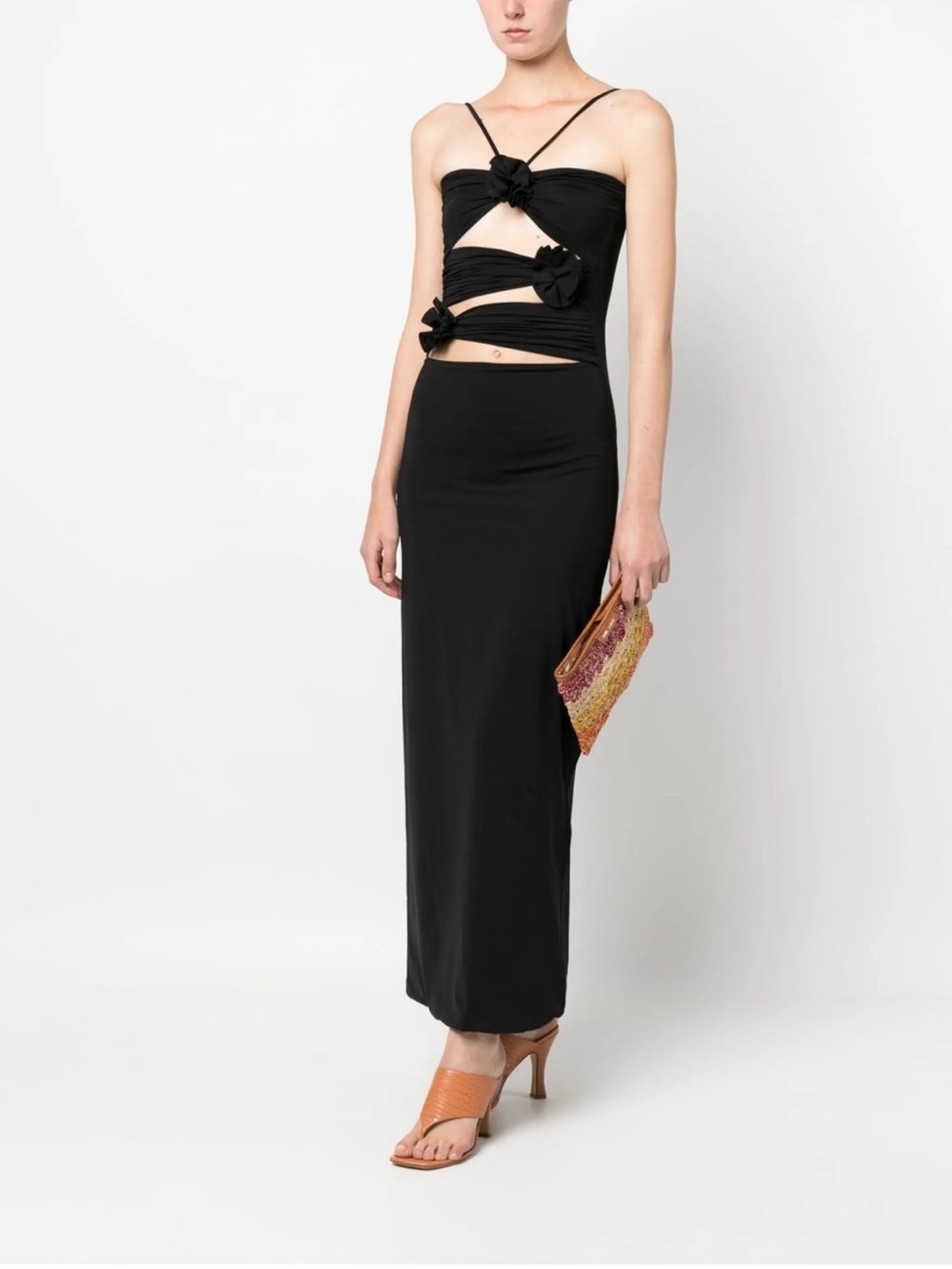 Maygel Coronel Veranera Black Flower Cutout Dress